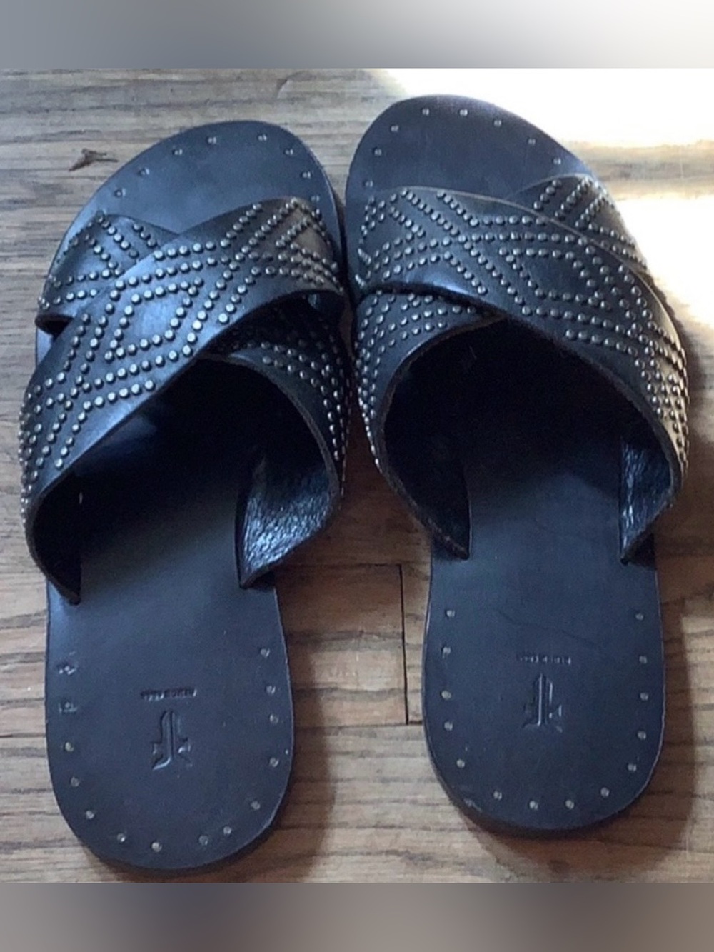 Frye ~ Studded Black Slide Sandals - Women